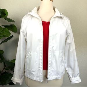 Like New White Lined & Hooded Waterproof Jacket